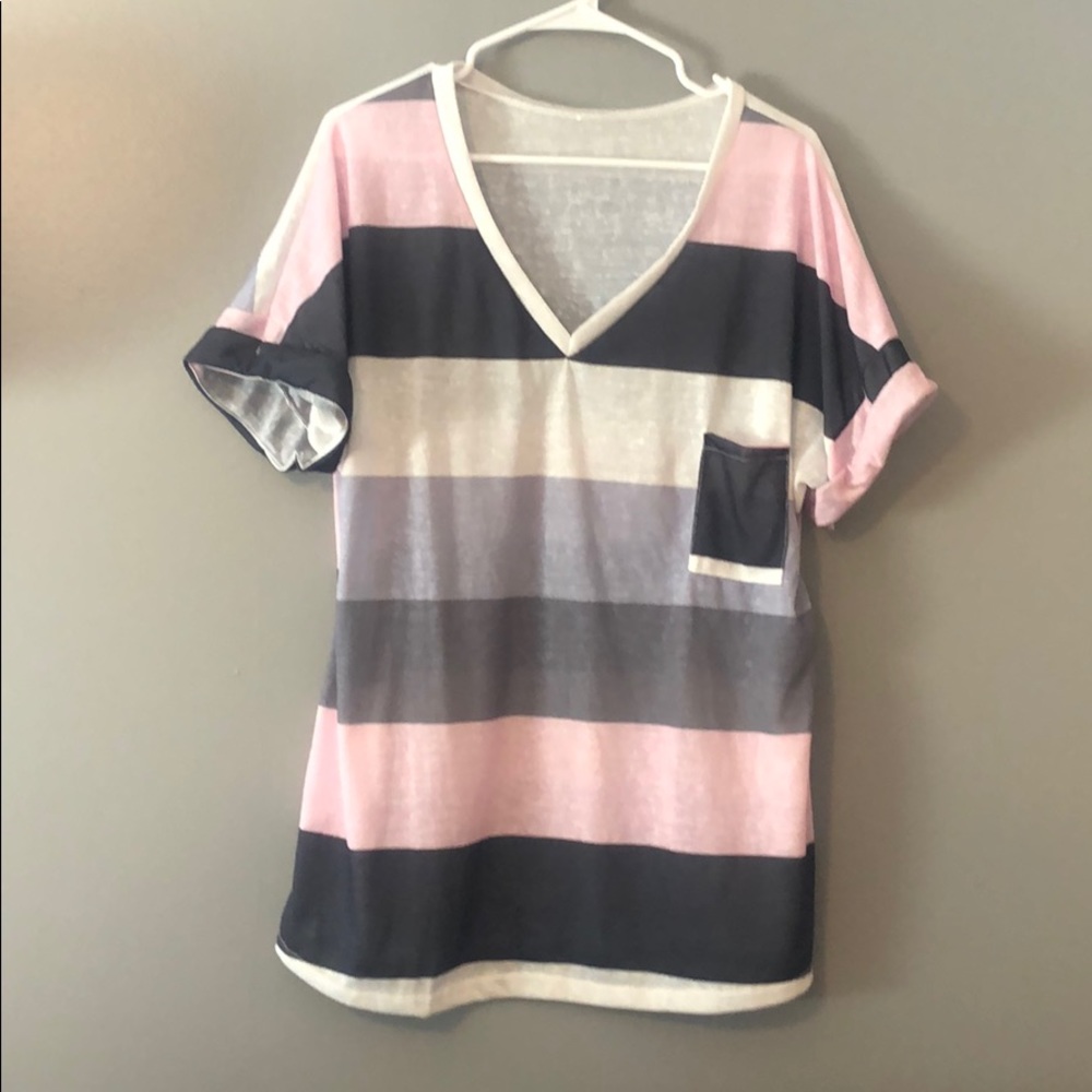 NWOT Striped V Neck Shirt